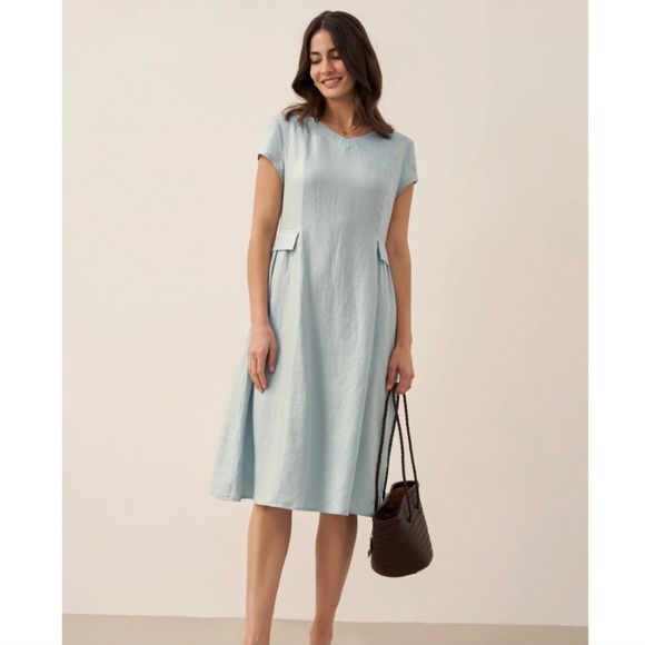 100% Linen Natural Summer V-Neck Dress, brand new with tag on - Picture 5 of 10